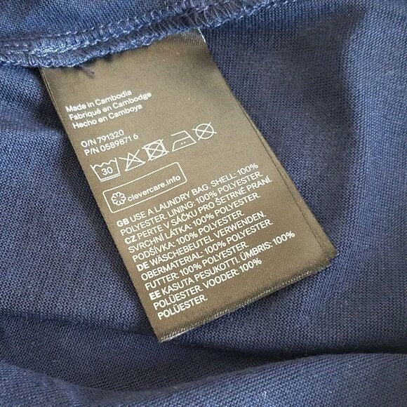 H&M Lace Off Shoulder Midi Dress Navy Blue SIZE 4 Spaghetti Strap Elastic - Picture 9 of 16